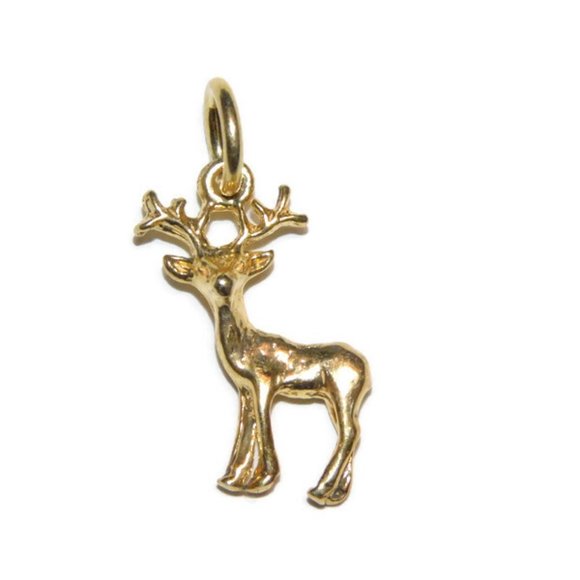 Small Buck14k Yellow Gold Charm Pendant